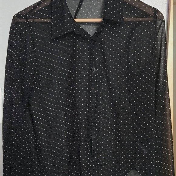 Forever 21, See Through Polka Dot Shirt Black - Picture 1 of 4